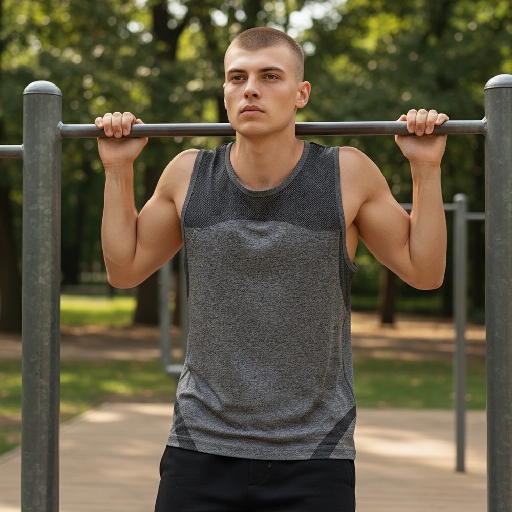 Beachbody Mens XL Grey Seamless Knit Muscle Tank‎ Top Training Gym Shirt